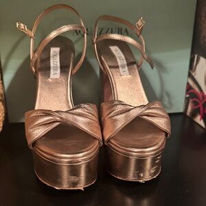 Aquazzura Rose Gold Platform Sandals (37)